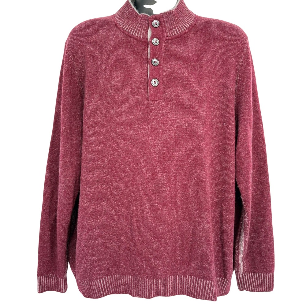 Tommy Bahama Mens‎ XL Sweater Cashmere Soft Sands Plaited Burgundy Luxury Soft